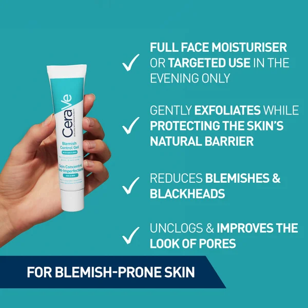 CeraVe Blemish Control Gel Moisturiser With 2% Salicylic Acid & Niacinamide For Blemish-Prone Skin 40ml