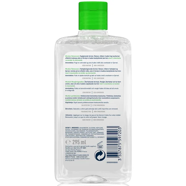 CeraVe Micellar Cleansing Water With Niacinamide & Ceramides For All Skin Types 295ml