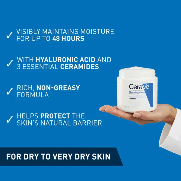 CeraVe Moisturising Cream Pot With Ceramides For Dry To Very Dry Skin 454g