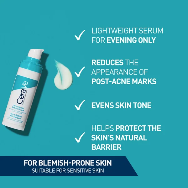 CeraVe Resurfacing Retinol Serum With Ceramides And Niacinamide For Blemish-Prone Skin 30ml
