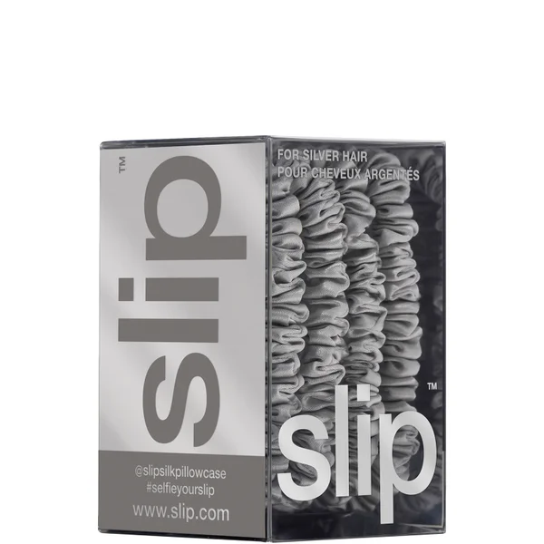 Slip Pure Silk Skinny Scrunchies - Silver