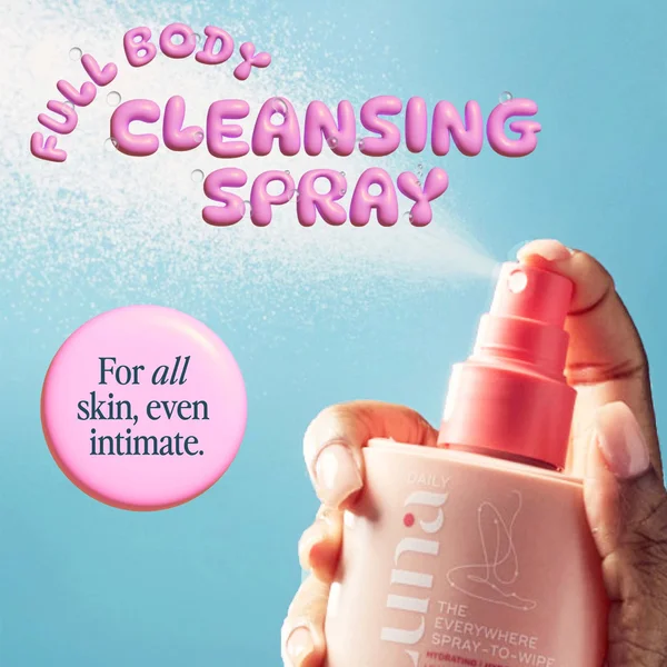 Luna Daily The Hydrating Everywhere Spray-To-Wipe - PH-balancing Body Spray With Prebiotics Soft Cotton For Dry Skin 80ml
