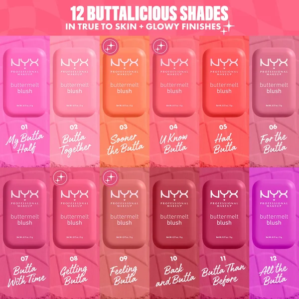 NYX Professional Makeup Buttermelt Powder Blush Up To 12H Wear Fade And Transfer Resistant (Various Shades)