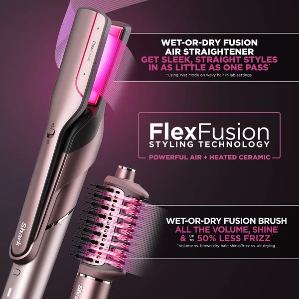 Shark Beauty FlexFusion Straight 5-in-1 Air And Ceramic Styling Drying & Straightening System With Storage Case - Cosmic Blush