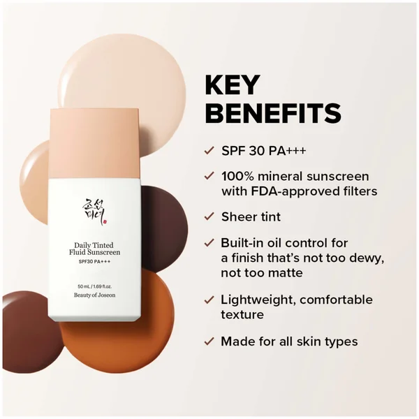 Beauty Of Joseon Daily Tinted Fluid Sunscreen SPF30 PA+++ 50ml (Various Shades)