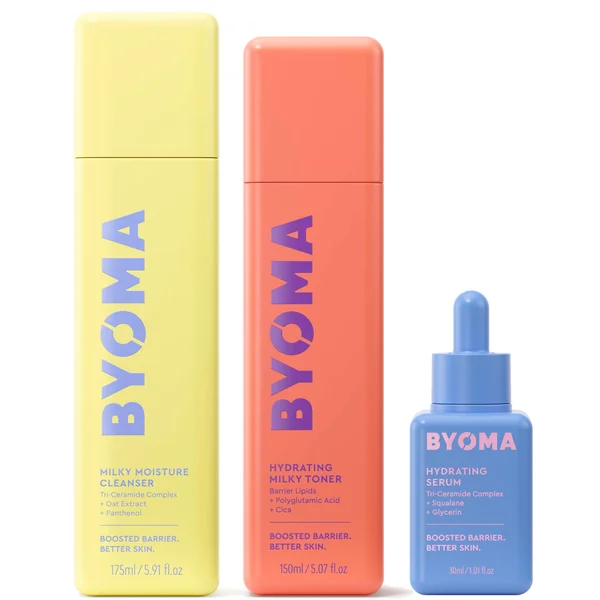 BYOMA Milky Moisture Cleanser 175ml Hydrating Milky Toner 150ml and Hydrating Serum 30ml Bundle