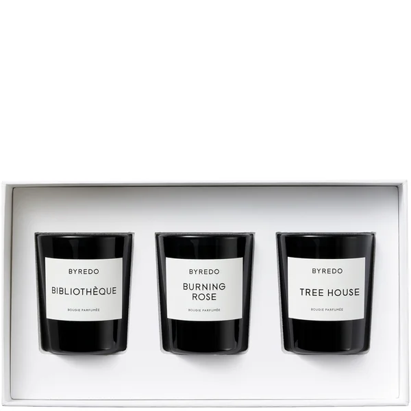 BYREDO La Mini Sélection - 70g Fragranced Candles Gift Set Bibliothèque Burning Rose Tree House