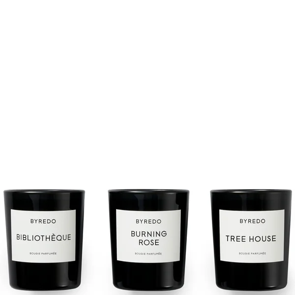 BYREDO La Mini Sélection - 70g Fragranced Candles Gift Set Bibliothèque Burning Rose Tree House