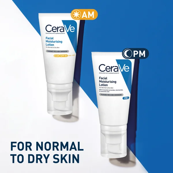 CeraVe Day & Night Facial Moisturising Duo For Dry Skin With SPF 50 And Niacinamide