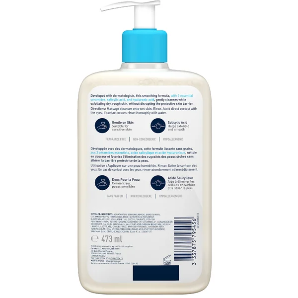 CeraVe SA Smoothing Cleanser With Salicylic Acid For Dry Rough & Bumpy Skin 473ml