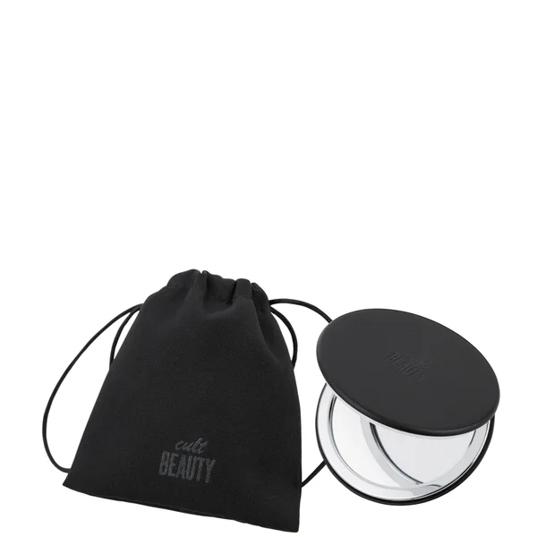 Cult Beauty Black Compact Mirror In Drawstring Bag