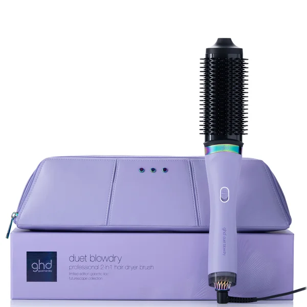 ghd Duet Blowdry Limited Edition Hair Dryer Brush in Galactic Lilac with Matching Heat-Resistant Bag & Mat