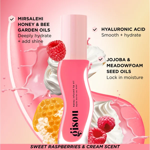Gisou Honey Infused Lip Oil 8ml - Raspberry Swirl