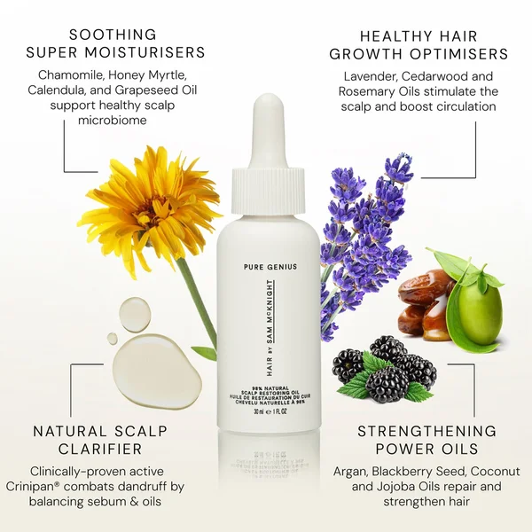 Hair By Sam McKnight Pure Genius 98% Natural Scalp Restoring Oil 30ml