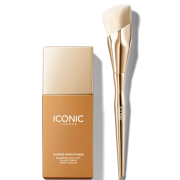 ICONIC London Super Smoother Blurring Skin Tint (Various Shades) and Complexion Brush Bundle
