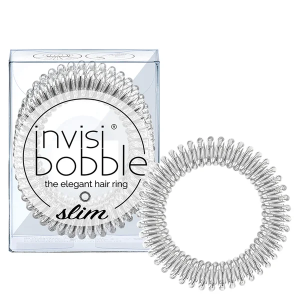 invisibobble Slim Elegant Hair Ties - Chrome (Pack of 3)