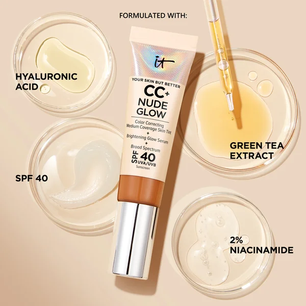 IT Cosmetics CC+ And Nude Glow Lightweight Foundation And Glow Serum With SPF40 32ml (Various Shades)