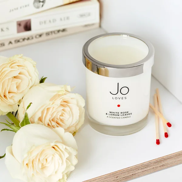 Jo Loves A Home Candle – White Rose & Lemon Leaves