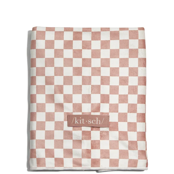 Kitsch Extra Large Quick-Dry Hair Towel Wrap - Terracotta Checker