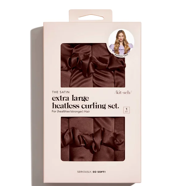 Kitsch XL Satin Heatless Curling Set - Chocolate