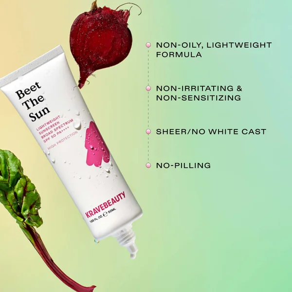 KraveBeauty Beet The Sun Lightweight Sunscreen Broad Spectrum SPF 50 PA++++ 50ml