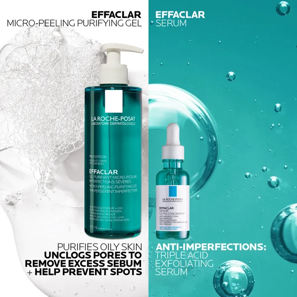 La Roche-Posay Breakout-Fighting Duo- High Strength: Effaclar Micro-Peeling Cleanser And Anti-Blemish Triple-Acid Serum