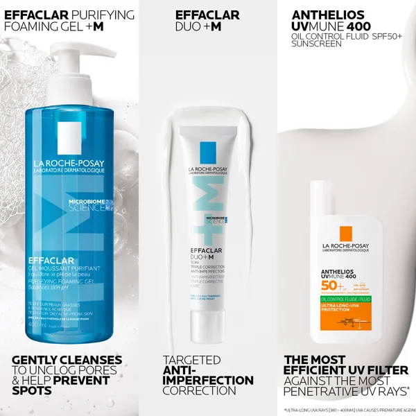 La Roche-Posay Breakout-Fighting Set- Medium Strength: Effaclar Cleanser Corrective Care And SPF50+