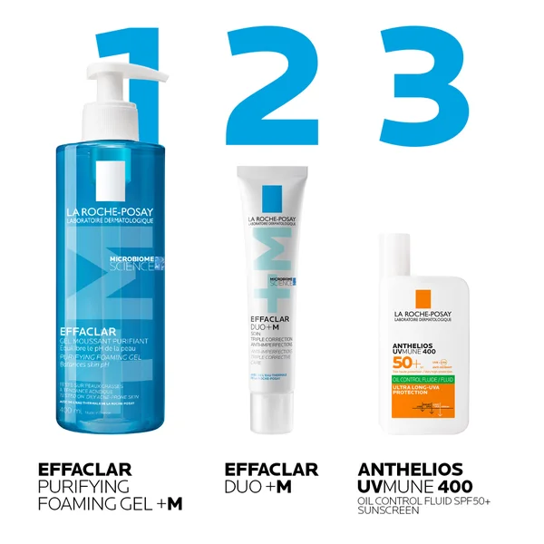 La Roche-Posay Breakout-Fighting Set- Medium Strength: Effaclar Cleanser Corrective Care And SPF50+