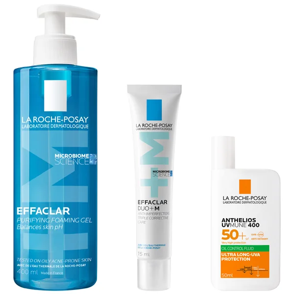 La Roche-Posay Breakout-Fighting Set- Medium Strength: Effaclar Cleanser Corrective Care and SPF50+