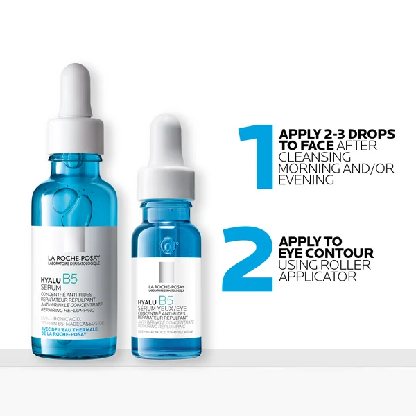 La Roche-Posay Replump And Hydrate Hyalu B5 Duo: Face Serum And Eye Cream Hyaluronic Acid Concentrated Care