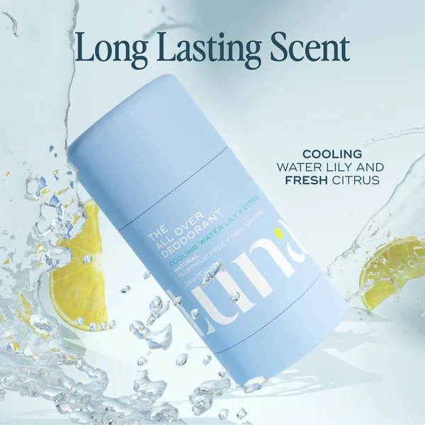 Luna Daily The All Over Deodorant™- Extra-strength Natural Non-Staining Body Deodorant Stick- Cooling
