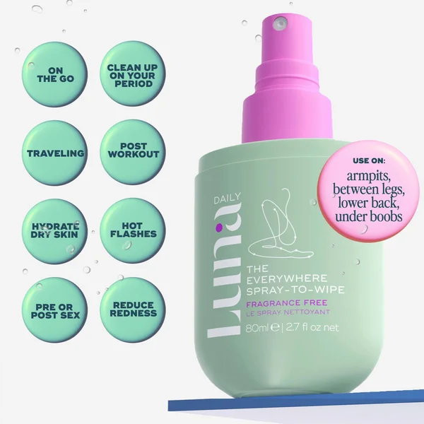Luna Daily The Fragrance Free Spray-To-Wipe - PH-balancing Spray With Prebiotics + Vitamins C & E For Sensitive Skin 80ml