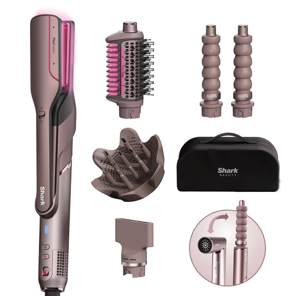 Shark Beauty FlexFusion Straight 5-in-1 Air and Ceramic Styling Drying & Straightening System with Storage Case - Cosmic Blush