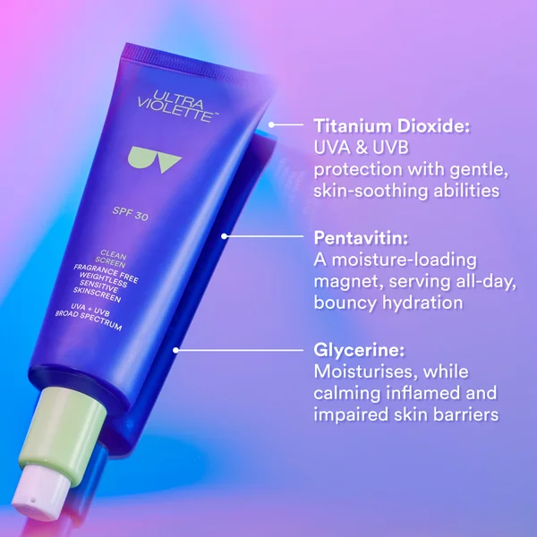 Ultra Violette Clean Screen Fragrance Free Sensitive Facial Skinscreen SPF 30