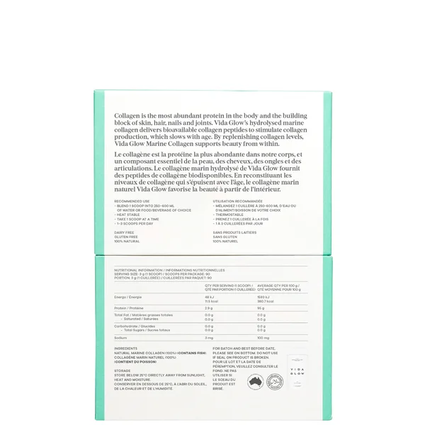 Vida Glow Natural Marine Collagen 3 Months Supply 270g